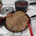 blogP1050135 Singapore noodles. Got to keep it moving, the yam noodles get sticky!